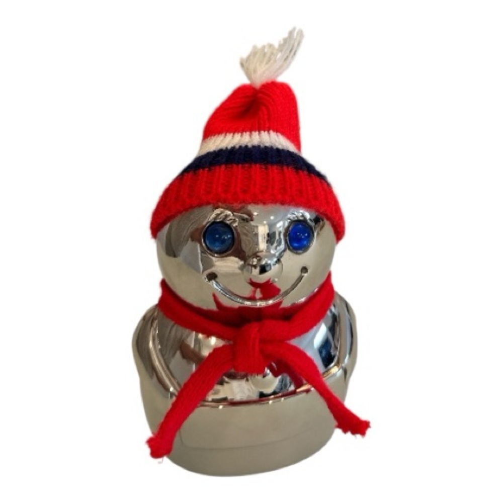 Vintage | Baby | Silver-Plated Snowman Coin Bank